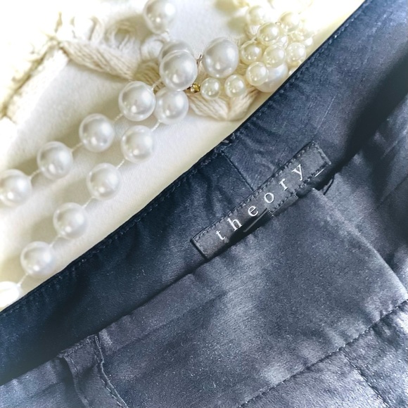 THEORY | 8 | Ruby Black Linen Viscose Lightweight Dress Short Button Cuff Detail - Picture 3 of 15